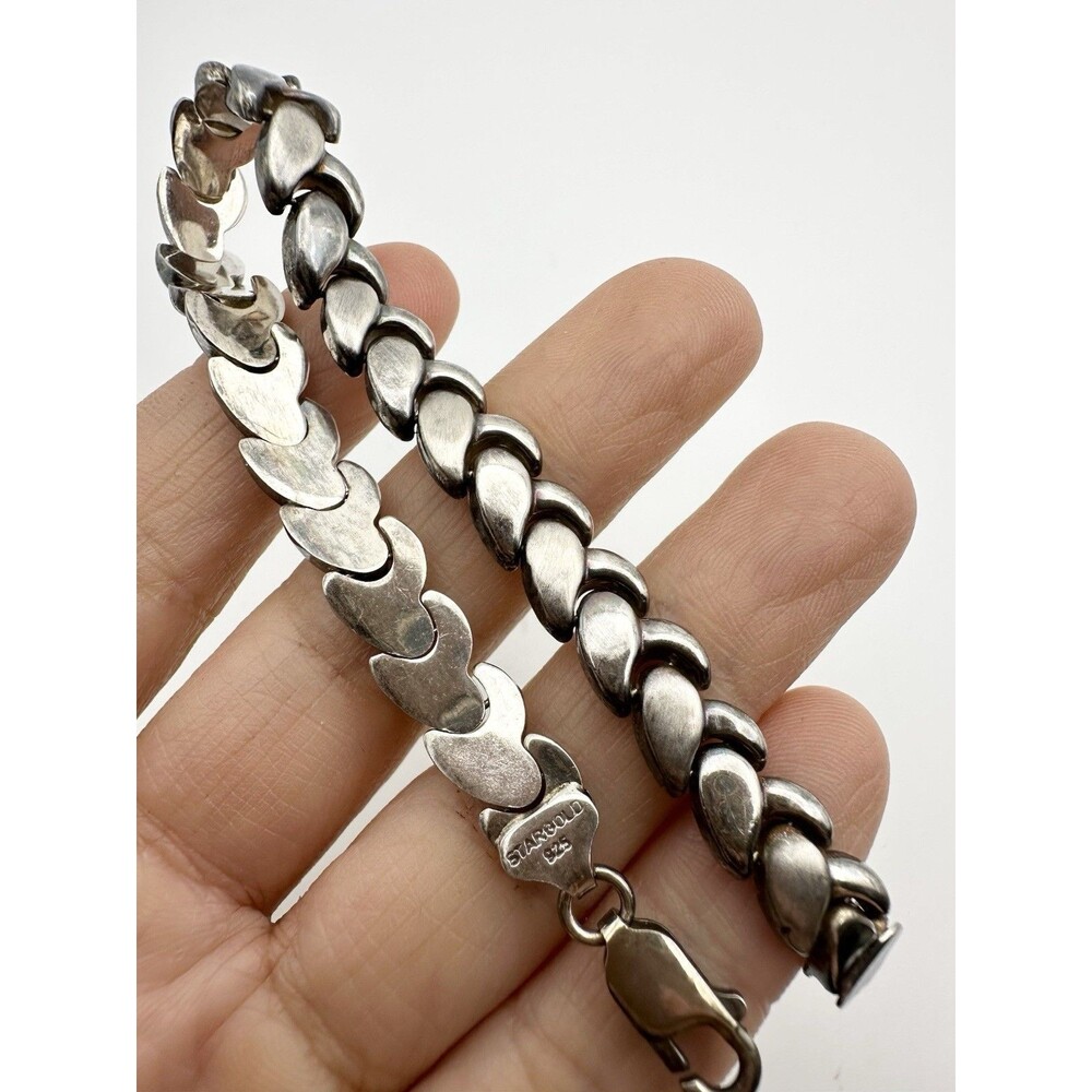 Vintage Sterling Silver Bracelet 925 Braided Stargold 7.25”